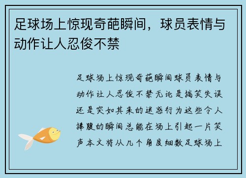 足球场上惊现奇葩瞬间，球员表情与动作让人忍俊不禁